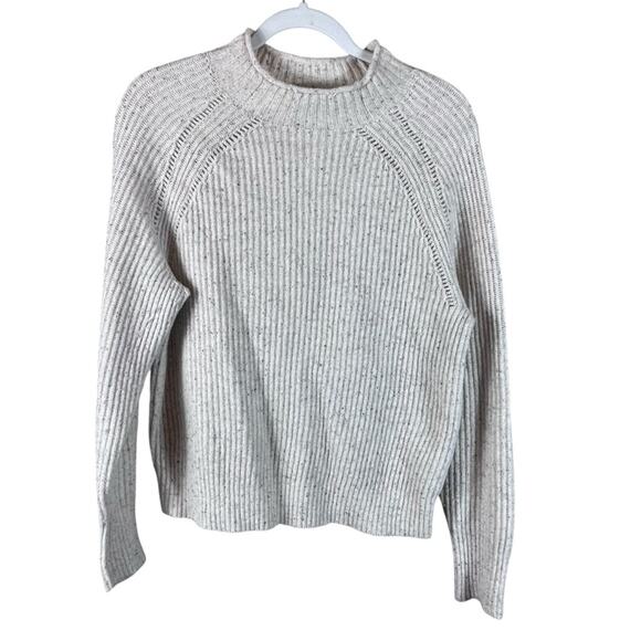 J.Crew Donegal Merino Wool Blend Sweater Roll Neck Beige Oatmeal XS Ribbed Cozy - Picture 2 of 9
